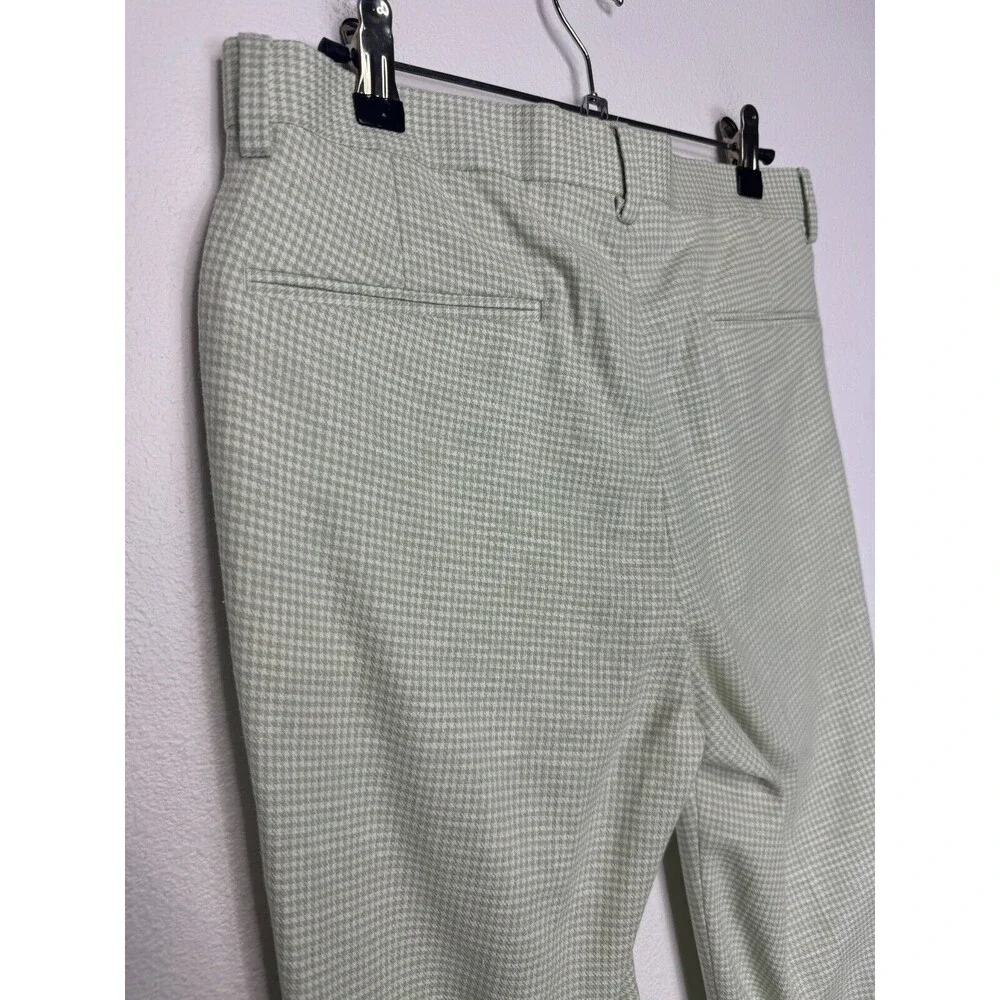ASOS Design Sz 30 Super Skinny Suit Pant In Puppytooth Check Linen Green Stretch